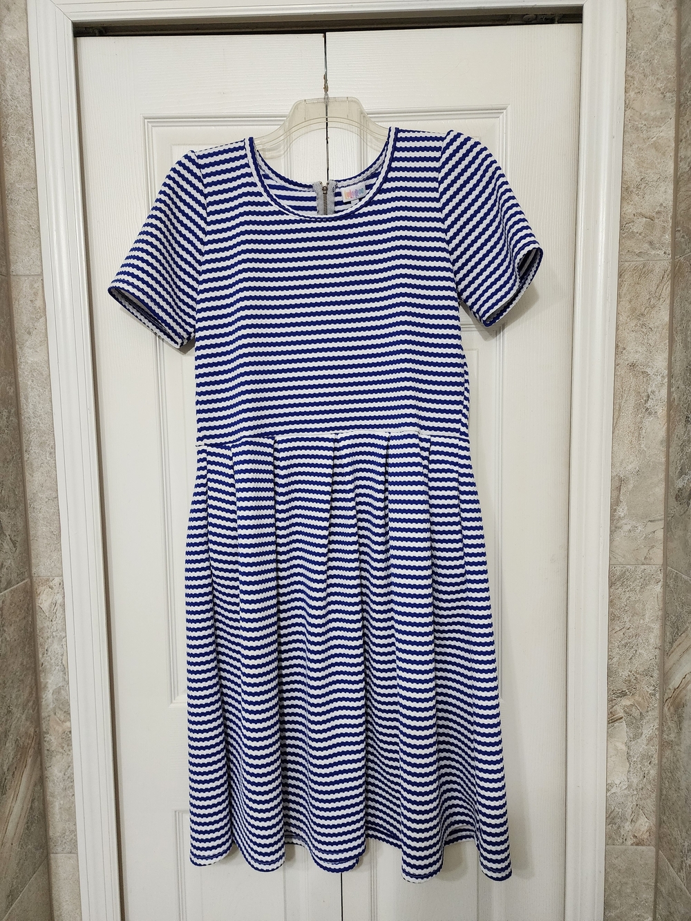 LuLaRoe Womans Blue and White Striped Midi Dress 2x